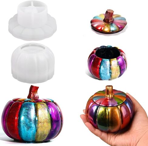 Halloween Resin Jar Molds, Pumpkin Jars Silicone Moldswith Lids, Epoxy Resin Casting Molds for DIY Jewelry Box,Candle Holder,Candy Container,Halloween Decor，Epoxy Resin Casting Process in Saudi Arabia