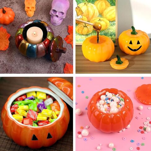 Halloween Resin Jar Molds, Pumpkin Jars Silicone Moldswith Lids, Epoxy Resin Casting Molds for DIY Jewelry Box,Candle Holder,Candy Container,Halloween Decor，Epoxy Resin Casting Process in Saudi Arabia