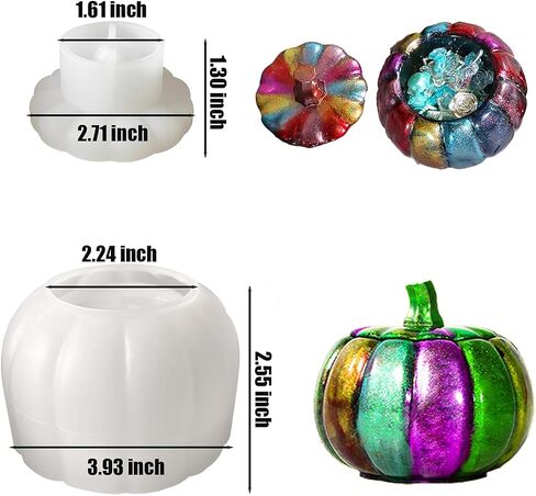 Halloween Resin Jar Molds, Pumpkin Jars Silicone Moldswith Lids, Epoxy Resin Casting Molds for DIY Jewelry Box,Candle Holder,Candy Container,Halloween Decor，Epoxy Resin Casting Process in Saudi Arabia