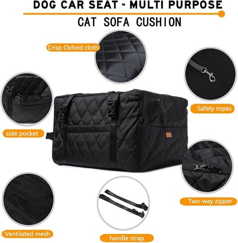 مجموعة مقعد سيارة وسرير للكلاب - مقعد سيارة للحيوانات الأليفة متعدد الاستخدامات، ومقعد للكلاب، وسرير مريح للكلاب لركوب السيارة. مثالية للحيوانات الأليفة الصغيرة والمتوسطة للسيارات والشاحنات وسيارات الدفع الرباعي. in Kuwait