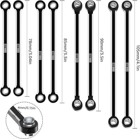 COOWOO RC Linkage, High Clearance Chassis Links Set Upgrade Parts for 1/18 UTB18 RC Crawler Car, Made of Aluminum Alloy, Set of 8, Black in Saudi Arabia