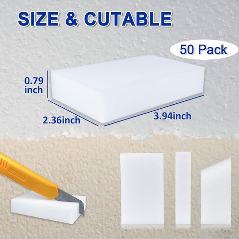 50 Pack Magic Sponges Cleaning Eraser, Melamine Sponge Foam Pads, Multi-Functional Household Cleaning Sponges for Kitchen, Furniture, Bathtub, Bathroom, Sink, Wall Cleaner in Saudi Arabia