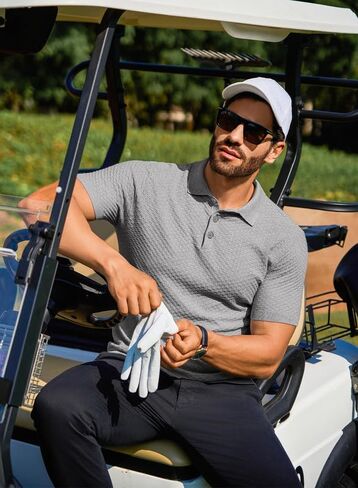 JMIERR Mens Knit Polo Shirts Button Up Textured T Shirts Casual Solid Color Slim Fit Short Sleeve Summer Golf Tee Shirt in Saudi Arabia