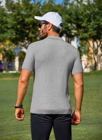 JMIERR Mens Knit Polo Shirts Button Up Textured T Shirts Casual Solid Color Slim Fit Short Sleeve Summer Golf Tee Shirt in Saudi Arabia