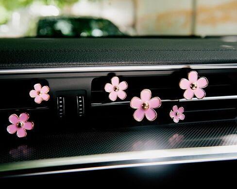 8 Pack Daisy Car Vent Clip with Reuseable Scent Refills, Flower Air Vent Clip Charm for Car Air Fresheners for Women, 4 Sizes (Pink) in Saudi Arabia