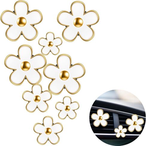 8 Pack Daisy Car Vent Clip with Reuseable Scent Refills, Flower Air Vent Clip Charm for Car Air Fresheners for Women, 4 Sizes (Pink) in Saudi Arabia