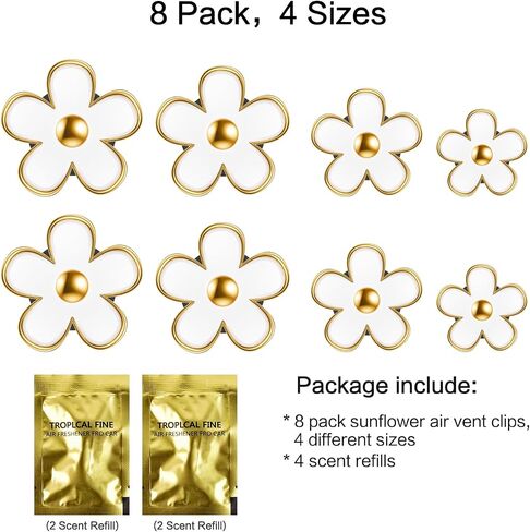 8 Pack Daisy Car Vent Clip with Reuseable Scent Refills, Flower Air Vent Clip Charm for Car Air Fresheners for Women, 4 Sizes (Pink) in Saudi Arabia