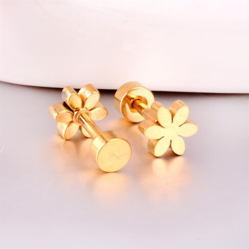 18G Tiny Flower Minimalist Stud Earrings for Women Girls Cute Stainless Steel Daisy Flower Cartilage Tragus Piercing Post Pin With Secure Safety Screwback Earring Hypoallergenic Jewelry Valentine's Day Birthday Gifts in Saudi Arabia