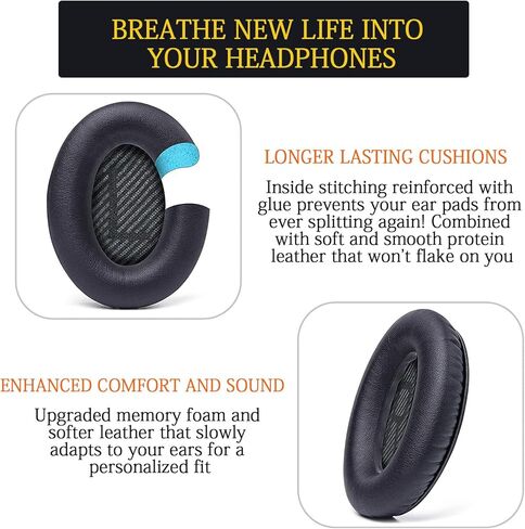 Earpads Replacement for Bose QC35 (QuietComfort 35) & QC35ii Headphones Ear pads Cushions,Soft Protein Leather,Noise Isolation Foam(Midnight Blue) in Kuwait