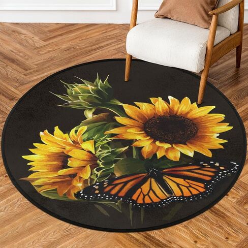 Turquoise and Grey Abstract Art Round Area Rug, Painting Teal Non-Slip Circle Rug for Bedroom Living Room Outdoor Study Playing Floor Mat Carpet, 3' Diameter in Saudi Arabia