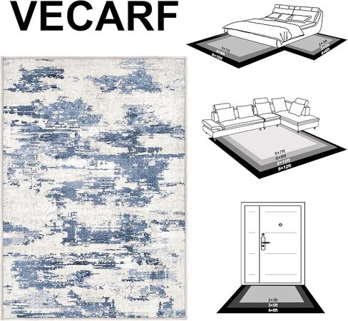 Washable 4x6 Area Rug, Chenille Modern Abstract Soft Area Rug, Non Slip Foldable Small Carpet, Stain Resistant Neutral Area Rug for Living Room Bedroom Dinning Room in Saudi Arabia