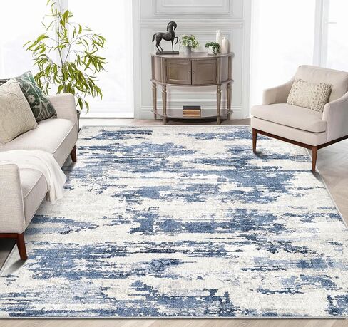 Washable 4x6 Area Rug, Chenille Modern Abstract Soft Area Rug, Non Slip Foldable Small Carpet, Stain Resistant Neutral Area Rug for Living Room Bedroom Dinning Room in Saudi Arabia