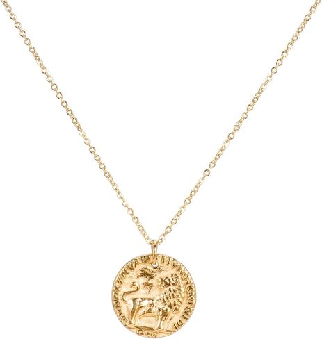 18K Gold Plated Gold Medallion Pendant Necklace Gold Coin Layered Necklace Tag Necklace Gold Miraculous Gold Necklace Bridesmaid Gift in Saudi Arabia
