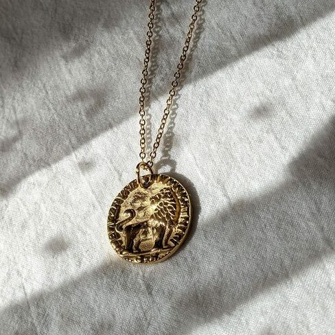 18K Gold Plated Gold Medallion Pendant Necklace Gold Coin Layered Necklace Tag Necklace Gold Miraculous Gold Necklace Bridesmaid Gift in Saudi Arabia