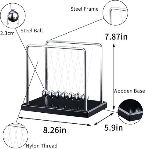 Newtons Cradle Pendulum Balance Balls Cool Science Gadgets Perpetual Kinetic Motion Physics Toys Desktop Decoration for Office& Home (5 Balls) in Saudi Arabia