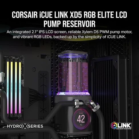 CORSAIR iCUE Link XD5 RGB Elite LCD Pump-Reservoir Unit - D5 PWM Pump - 480x480 IPS LCD Screen - 22 Addressable RGB LEDs - 440ml Nylon Reservoir - Stealth Gray in Saudi Arabia