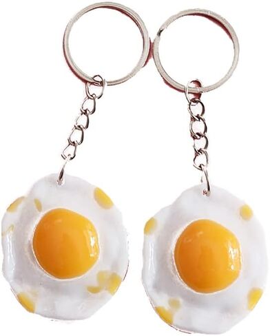 Keychain Imitation Fried Eggs Pendant Keyring Key Holder Key Chain Women Men Gift for Birthday Christmas Festival Pack of 2 in Kuwait