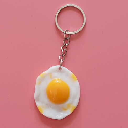 Keychain Imitation Fried Eggs Pendant Keyring Key Holder Key Chain Women Men Gift for Birthday Christmas Festival Pack of 2 in Kuwait