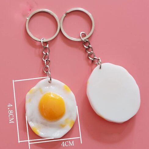 Keychain Imitation Fried Eggs Pendant Keyring Key Holder Key Chain Women Men Gift for Birthday Christmas Festival Pack of 2 in Kuwait