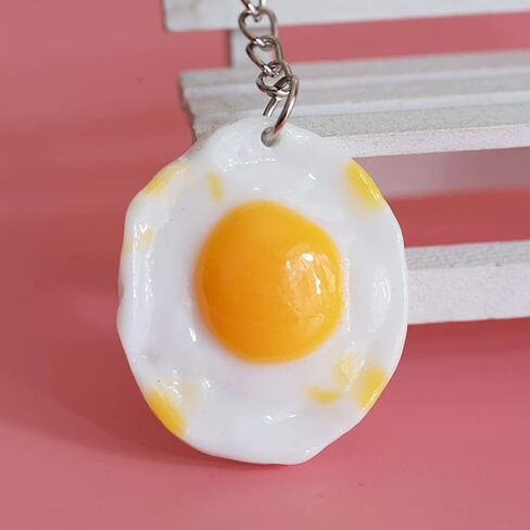 Keychain Imitation Fried Eggs Pendant Keyring Key Holder Key Chain Women Men Gift for Birthday Christmas Festival Pack of 2 in Kuwait