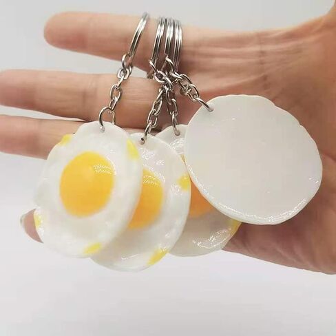 Keychain Imitation Fried Eggs Pendant Keyring Key Holder Key Chain Women Men Gift for Birthday Christmas Festival Pack of 2 in Kuwait