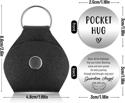 Double Sided Inspirational Pocket Hug Token Guardian Angel Gifts for Women Men Daughter Son Long Distance Gifts w/Leather Keychain #PH12 in Saudi Arabia