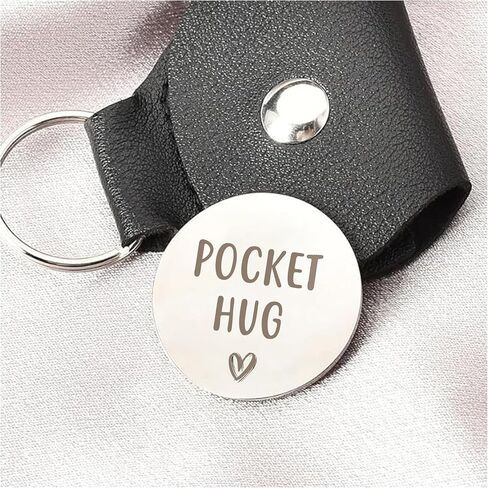 Double Sided Inspirational Pocket Hug Token Guardian Angel Gifts for Women Men Daughter Son Long Distance Gifts w/Leather Keychain #PH12 in Saudi Arabia