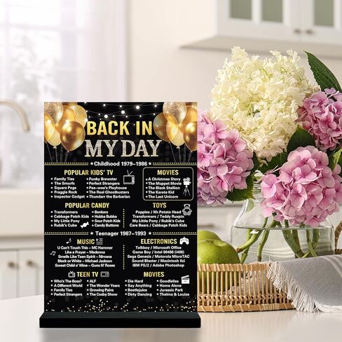 Trgowaul 50th عيد ميلاد الزفاف الديكور النساء الرجال، 1974 طباعة مزدوجة ملصق الذهب الأسود زخرفة الاكريليك (11 * 7.8 ")، مع قوس، هدية ديكور الذكرى الخمسين، لوازم حفلة عيد ميلاد 50 in Kuwait