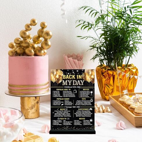 Trgowaul 50th عيد ميلاد الزفاف الديكور النساء الرجال، 1974 طباعة مزدوجة ملصق الذهب الأسود زخرفة الاكريليك (11 * 7.8 ")، مع قوس، هدية ديكور الذكرى الخمسين، لوازم حفلة عيد ميلاد 50 in Kuwait