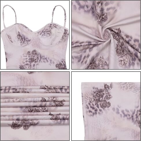 Women Y2K Floral Print Spaghetti Strap Long Dress Vintage Bodycon Club Party Maxi Dress in Saudi Arabia