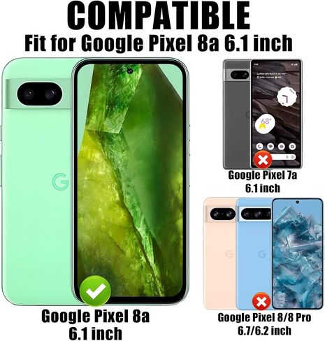 TQLGY 3 Pack Screen Protector for Google Pixel 8a with 3 Pack Camera Lens Protector, 9H Hardness Tempered Glass Film, Support Fingerprint Unlock, Ultra HD, Anti Scratch, Bubble Free, Case Friendly in Saudi Arabia