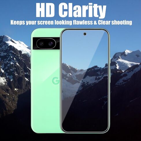 TQLGY 3 Pack Screen Protector for Google Pixel 8a with 3 Pack Camera Lens Protector, 9H Hardness Tempered Glass Film, Support Fingerprint Unlock, Ultra HD, Anti Scratch, Bubble Free, Case Friendly in Saudi Arabia