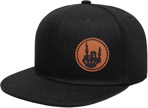 Flat Brim Hats for Men - Gothic Style Skull hat Leather Pattern - Hip-Hop Snapback Hat Skeleton Hats for Men in Kuwait