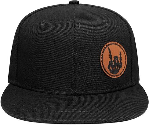 Flat Brim Hats for Men - Gothic Style Skull hat Leather Pattern - Hip-Hop Snapback Hat Skeleton Hats for Men in Kuwait