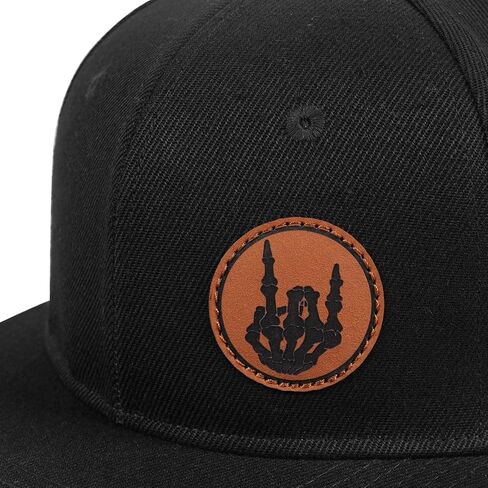 Flat Brim Hats for Men - Gothic Style Skull hat Leather Pattern - Hip-Hop Snapback Hat Skeleton Hats for Men in Kuwait