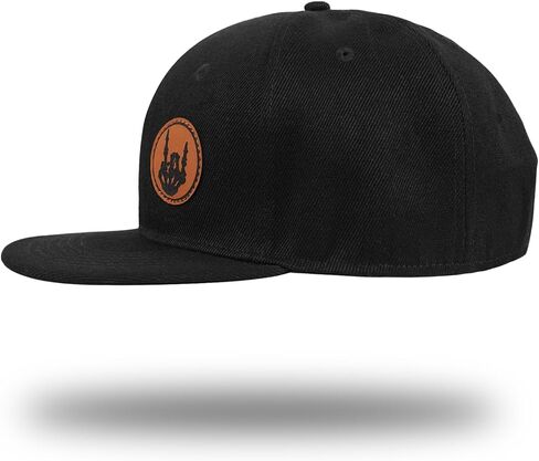 Flat Brim Hats for Men - Gothic Style Skull hat Leather Pattern - Hip-Hop Snapback Hat Skeleton Hats for Men in Kuwait