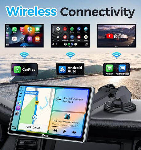 PLZ 7 بوصات محمولة لاسلكية Apple Car Play Car Stereo تعمل باللمس، جهاز إرسال FM بلوتوث، توصيل Carplay Android Auto، Dashcam 4K، مستشعر G، تعتيم السطوع التلقائي، كاميرا احتياطية، ملاحة in Kuwait