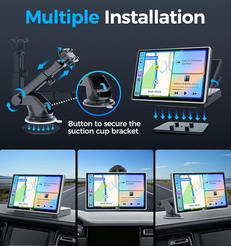 PLZ 7 بوصات محمولة لاسلكية Apple Car Play Car Stereo تعمل باللمس، جهاز إرسال FM بلوتوث، توصيل Carplay Android Auto، Dashcam 4K، مستشعر G، تعتيم السطوع التلقائي، كاميرا احتياطية، ملاحة in Kuwait