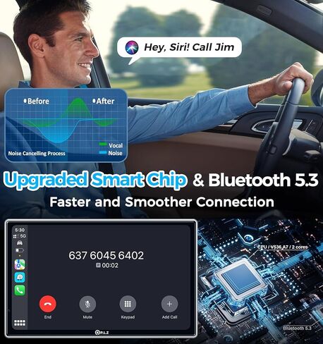 PLZ 7 بوصات محمولة لاسلكية Apple Car Play Car Stereo تعمل باللمس، جهاز إرسال FM بلوتوث، توصيل Carplay Android Auto، Dashcam 4K، مستشعر G، تعتيم السطوع التلقائي، كاميرا احتياطية، ملاحة in Kuwait