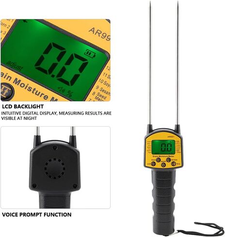 Grain Meter, AR991 Multifunctional Digital LCD Backlight Display Grain Humidity Meter Portable Tester for Wheat Corn Rice Peanut Soybean in Saudi Arabia