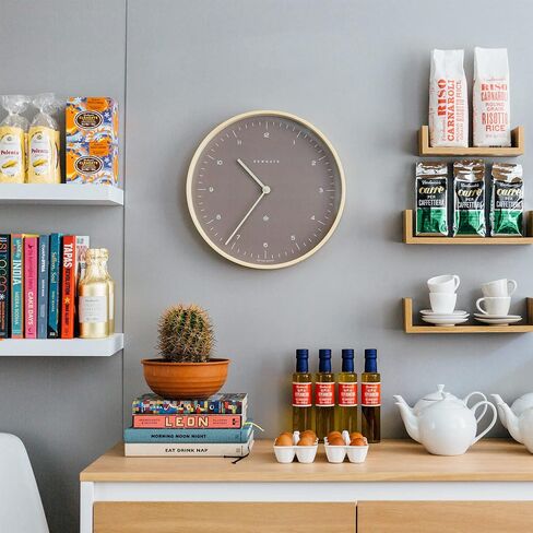 NEWGATE® Mr Clarke Wall Clock | Large Scandi Inspired Plywood Clock | 16 inch | Dark Wood case with Designer dot dial | Modern Minimalist Design for Kitchen, Living Room or Office in Saudi Arabia
