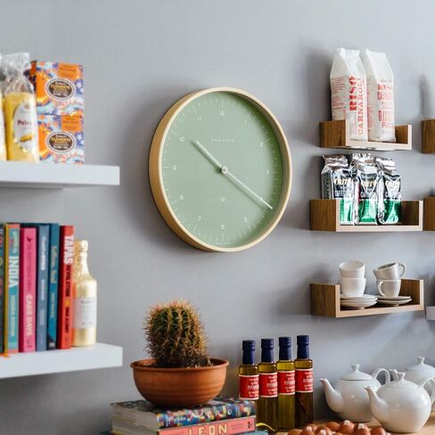 NEWGATE® Mr Clarke Wall Clock | Large Scandi Inspired Plywood Clock | 16 inch | Dark Wood case with Designer dot dial | Modern Minimalist Design for Kitchen, Living Room or Office in Saudi Arabia