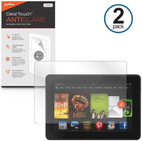 BoxWave Screen Protector Compatible with Kindle Fire HD 8.9 (2nd Gen 2012) - ClearTouch Anti-Glare (2-Pack), Anti-Fingerprint Matte Film Skin in Saudi Arabia