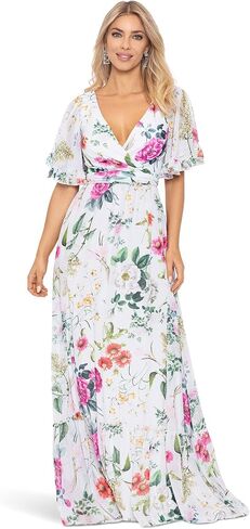 Betsy & Adam girls Long Floral Flare Sleeve Dress in Saudi Arabia