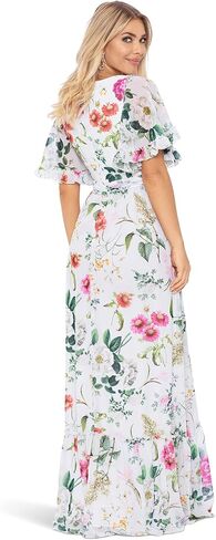 Betsy & Adam girls Long Floral Flare Sleeve Dress in Saudi Arabia