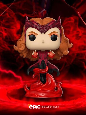 مجموعة شخصيات Pop Marvel - Scarlet Witch تستدعي Power in Dr Strange Multiverse of Madness الحصرية من الفينيل مع واقي صندوق Funko المتوافق in Kuwait