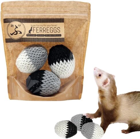 Ferreggs (FERRETAMAGO) for Ferret Toys 3pack Made in Japan Hand Made Yarn Cage is 100% Cotton, Pet Safe No Glue or Wiring (3piece, Monotone Color) in Saudi Arabia