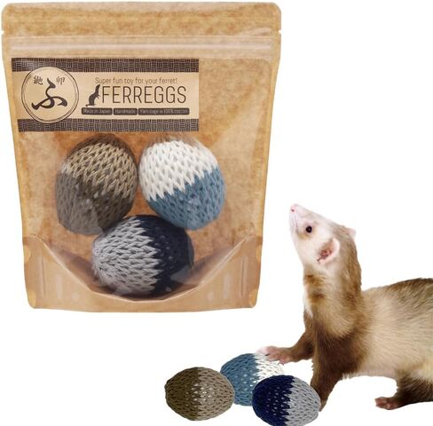 Ferreggs (FERRETAMAGO) for Ferret Toys 3pack Made in Japan Hand Made Yarn Cage is 100% Cotton, Pet Safe No Glue or Wiring (3piece, Monotone Color) in Saudi Arabia
