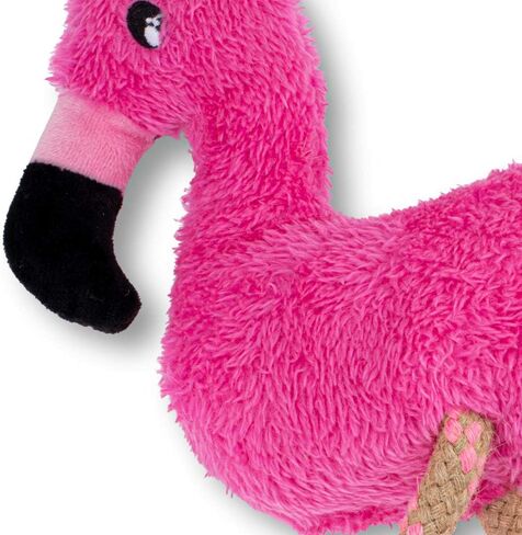 Beco Soft & Fuzzy Large Squeaker Pink Flamingo Dog Toy with Rope Legs, Fetch, Snuggle & Play, Made from Recycled Materials, Large in Saudi Arabia