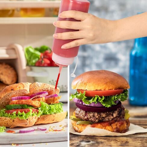 STARSIDE 6 عبوات من زجاجات ضغط بلاستيكية سعة 16 أونصة، زجاجة بهارات قابلة لإعادة الاستخدام، صلصة شواء محلية الصنع، زيت، زجاجات ضغط بوسطن، زجاجات طلاء الكاتشب، موزع بهار السوائل in Kuwait